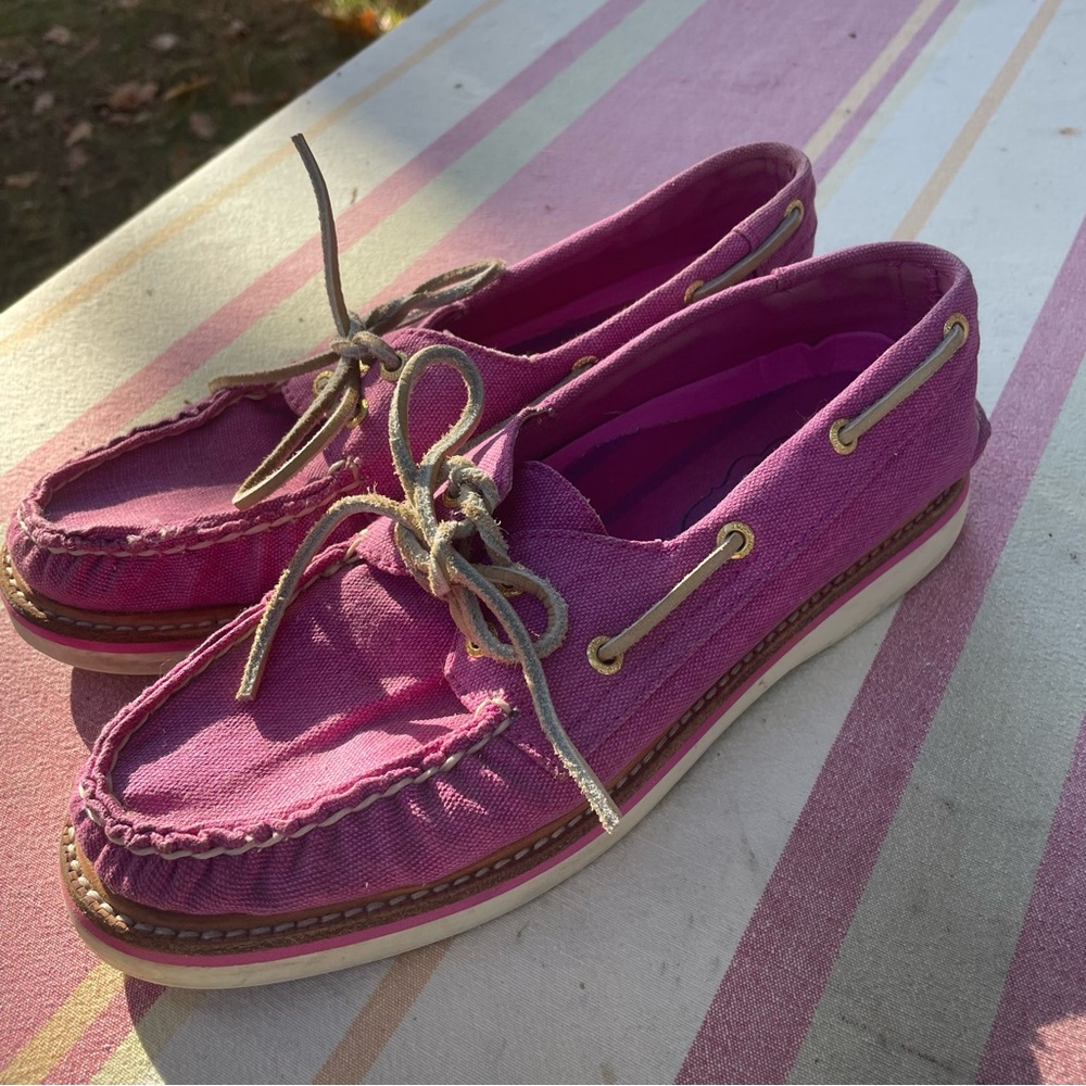 SPERRY TOPSIDERS PINKY PURPLE LILAC CANVAS DECK SHOES LOAFERS SZ 8